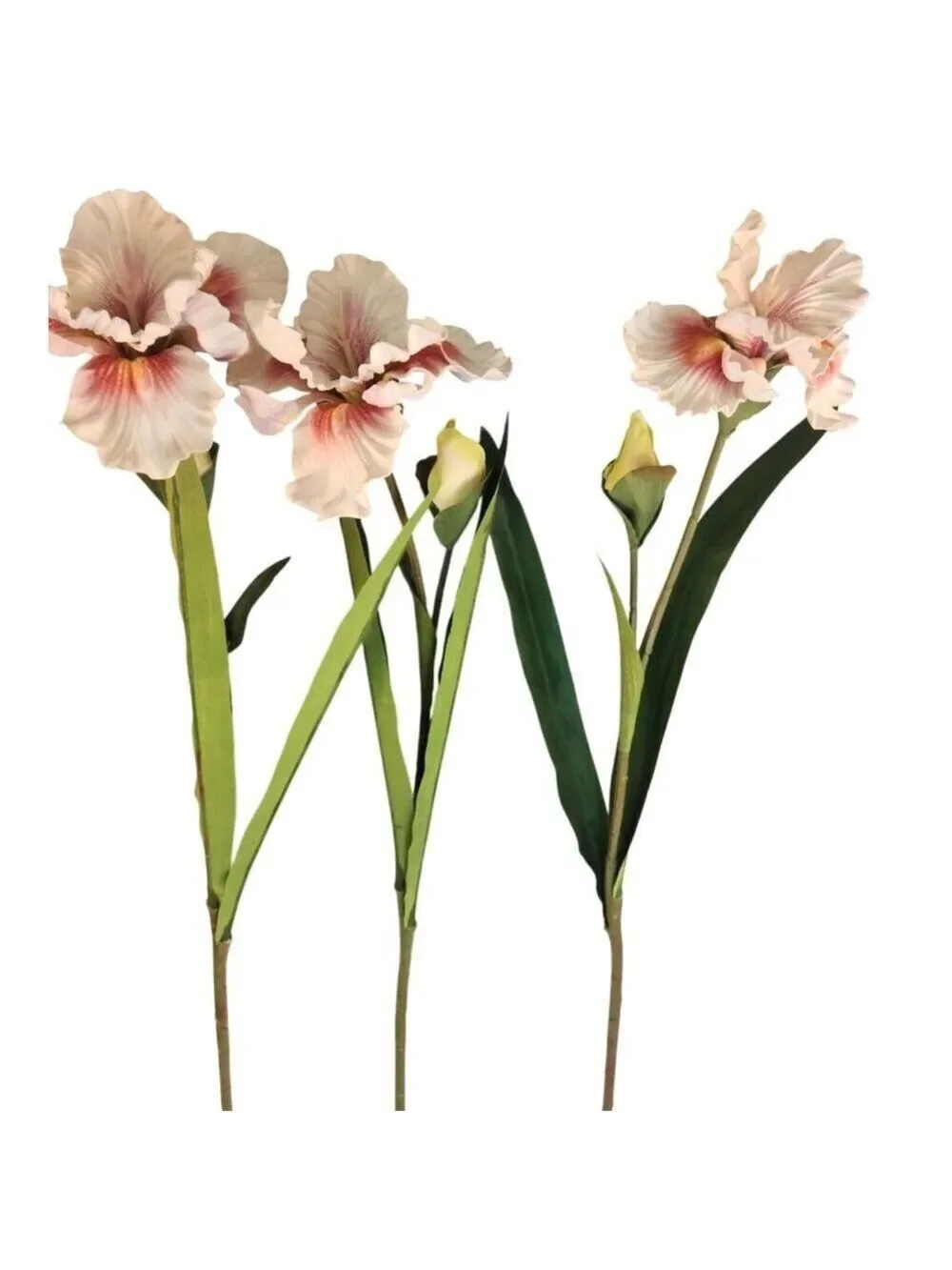 Artificial Iris Flower 33 Inch Tall White Faux Iris Stem Hand Painted Look Flora